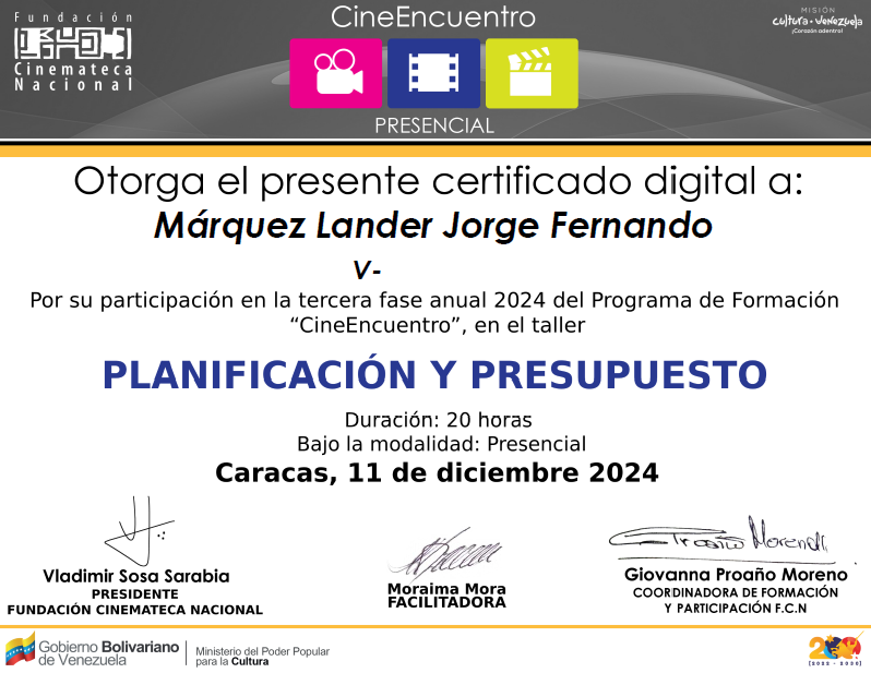 Taller: de planificación y presupuestos de proyectos audiovisuales
